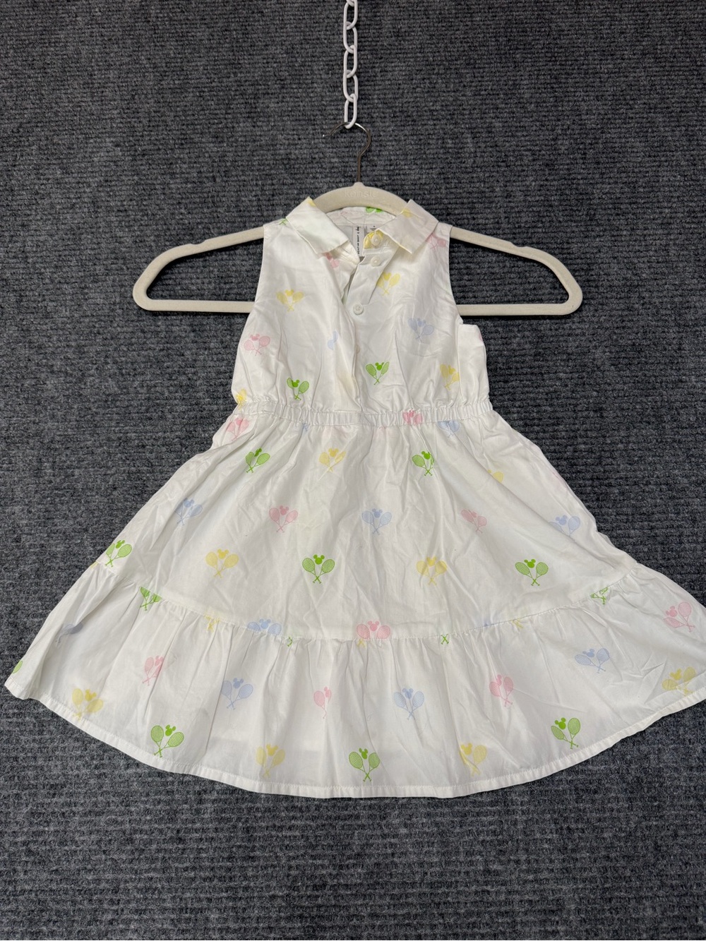 Janie and Jack x Disney collab White Sleeveless mickey racket Dress